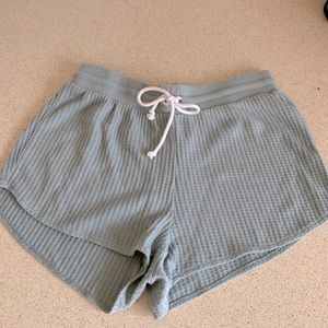 Roots Waffle Shorts in light green. Drawstring No Pockets. Measurements in pics.